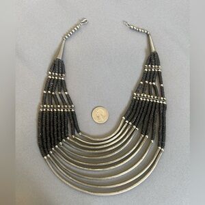Sterling Silver Statement Tribal Arc Necklace